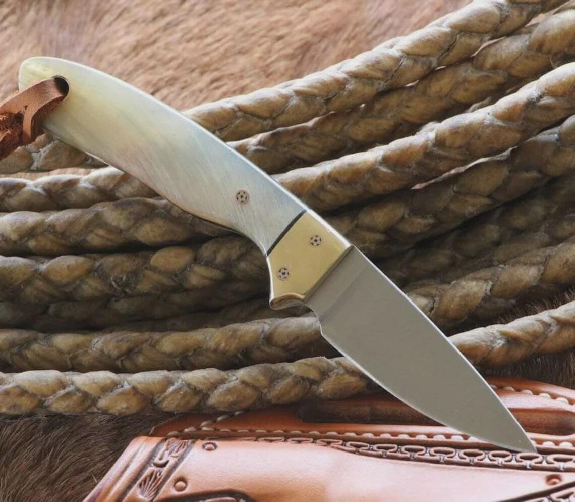 Cowboy Bush Knife 3.6” D2 Steel Blade with buffalo horn Handle