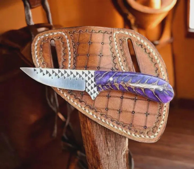 Wild West Knife 7" Rasp Steel with Purple Resin Handle