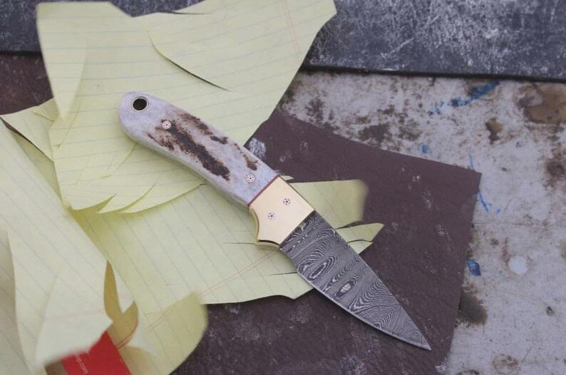 Ranch Knife with Leather Sheath – Damascus Steel
