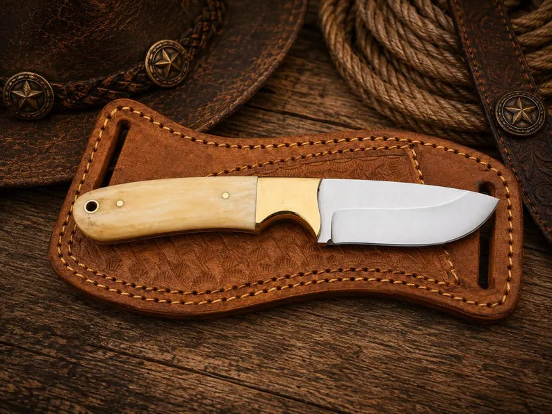 western knife and sheath – Handmade 7" D2 Steel Knife with Bone Handle