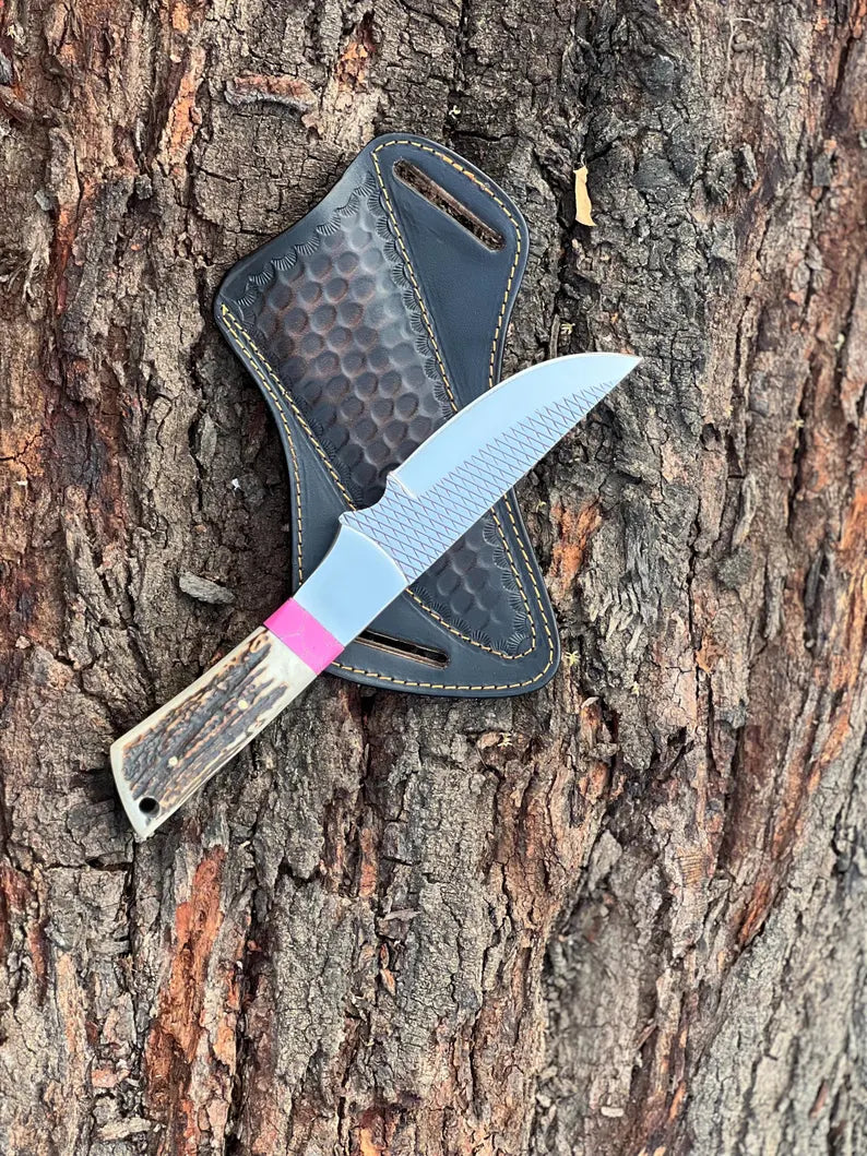 Handmade Cowboy Hunting knives satg handle with leather sheath gift for man