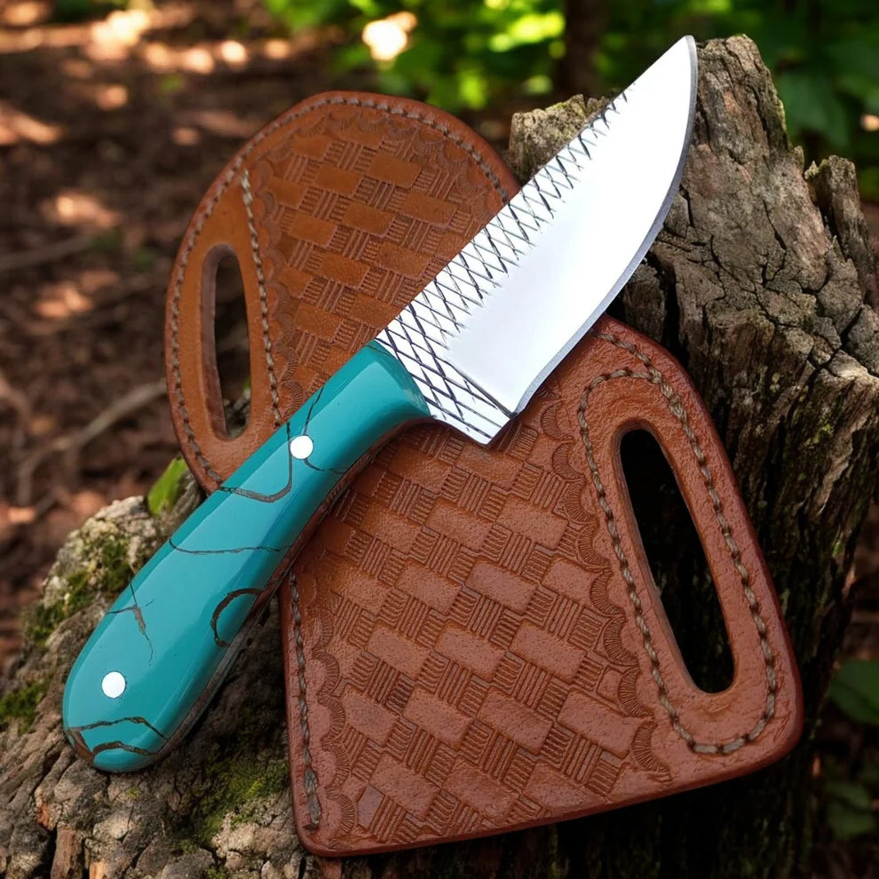 Ranch Cowboy Knives and Sheaths – 7" Full Tang Rasp Tool Steel Blade with Epoxy Resin Handle