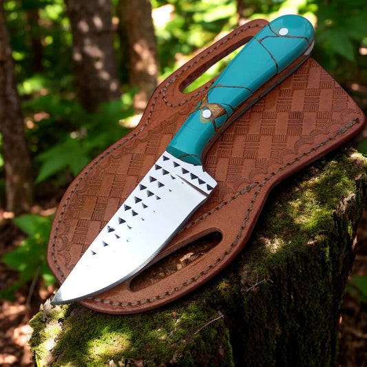 Ranch Cowboy Knives and Sheaths – 7" Full Tang Rasp Tool Steel Blade with Epoxy Resin Handle