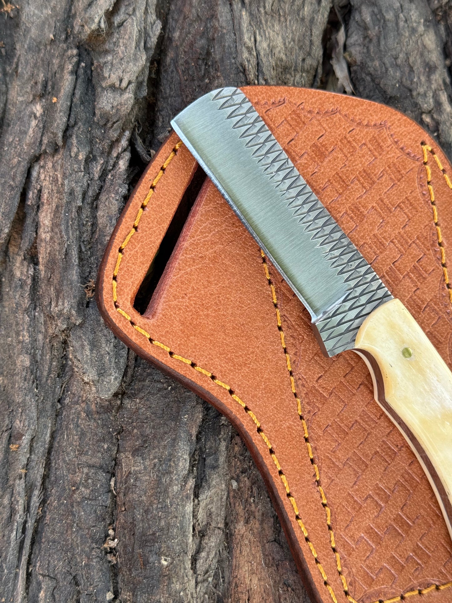 Handmade Cowboy Rasp Knife with Leather Sheath