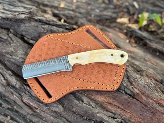 Handmade Cowboy Rasp Knife with Leather Sheath