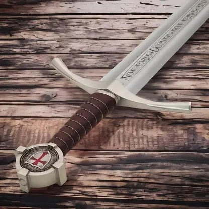 Faithkeeper - Handmade Knights Templar Accolade Sword with Scabbard | Medieval Replica Collectible Sword