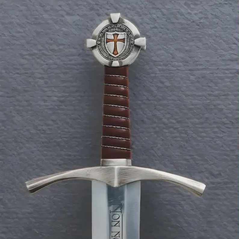 Faithkeeper - Handmade Knights Templar Accolade Sword with Scabbard | Medieval Replica Collectible Sword