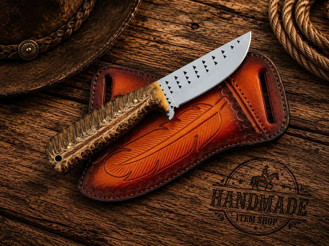 Handmade Cowboy Rasp Knife with Leather Sheath | Cowboy Knives Shop