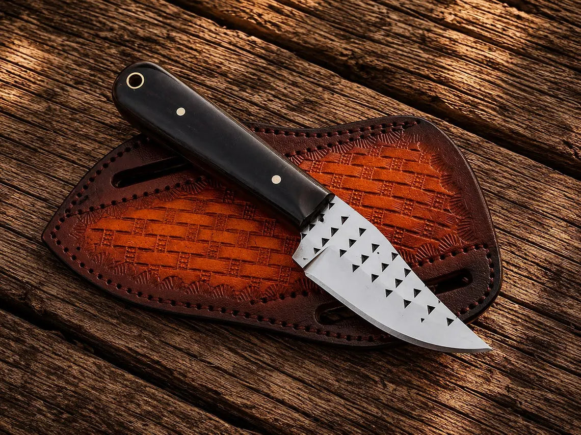 2.75" Knife for cowboy Horseback Riding Gear in Buffalo Horn Handle
