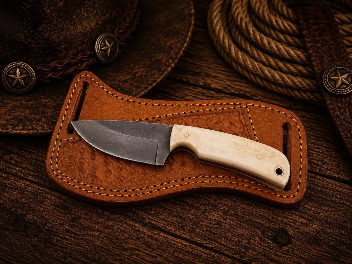 Skinning Knife – 3.25" Acid Washed D2 Steel Blade with Bone Handle