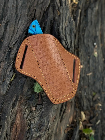 Handmade Cowboy Rasp Knife: Resin Handle, Leather Sheath
