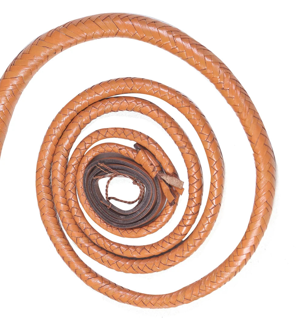 Premium Tan Leather Bull Whip – Handmade Cowhide