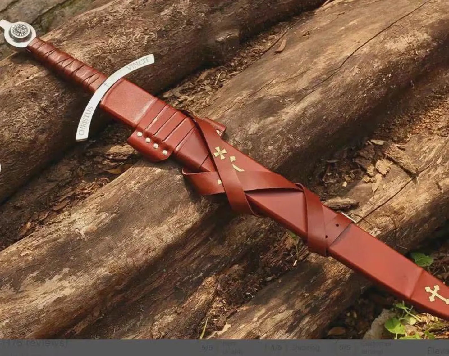 Handmade Faith keeper Knights Templar Sword Replica: High Carbon Steel, Leather Grip