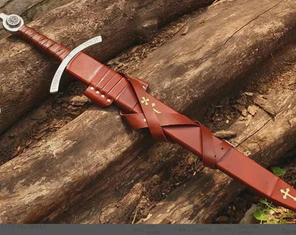 Handmade Faith keeper Knights Templar Sword Replica: High Carbon Steel, Leather Grip