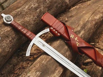 Handmade Faith keeper Knights Templar Sword Replica: High Carbon Steel, Leather Grip