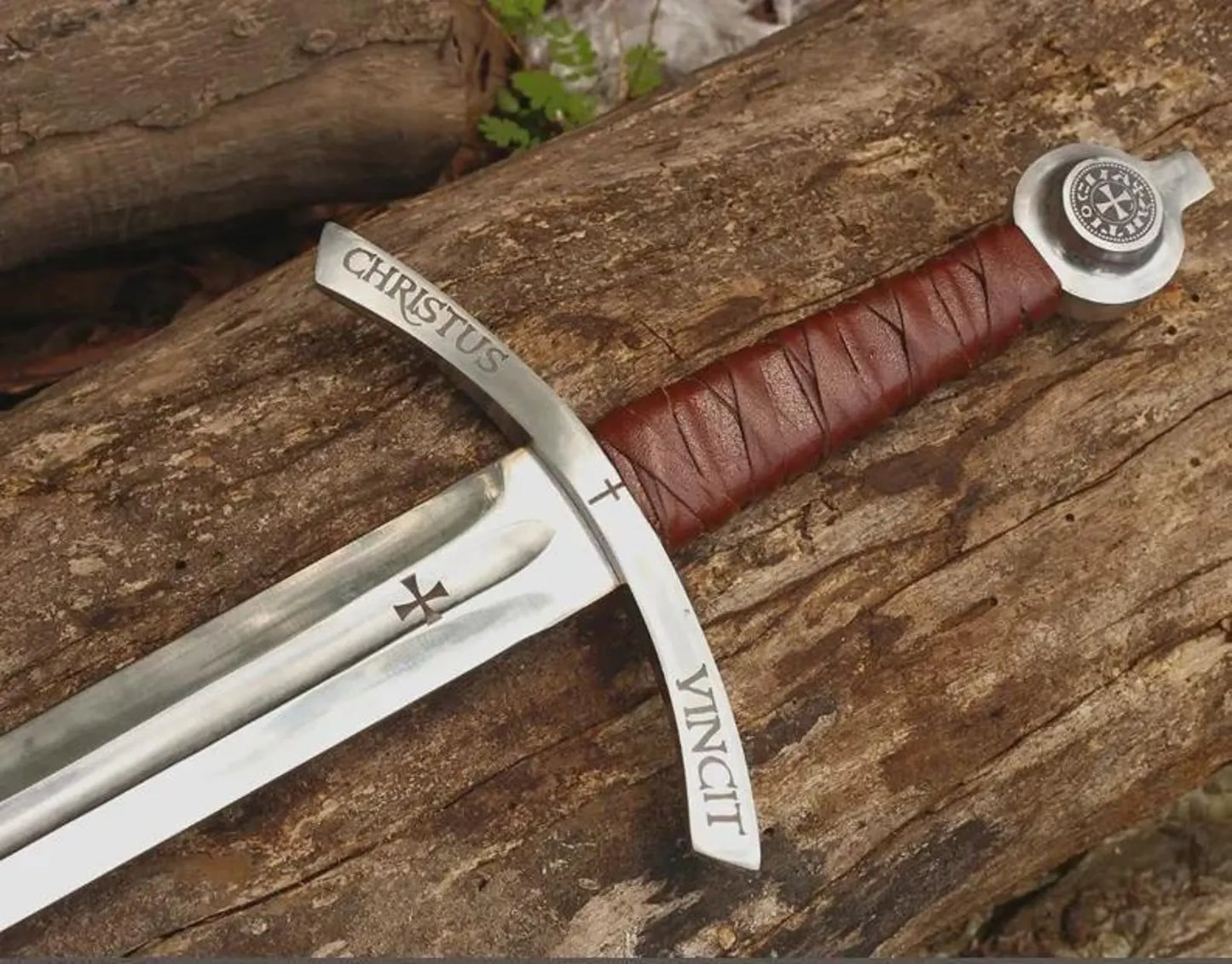 Handmade Faith keeper Knights Templar Sword Replica: High Carbon Steel, Leather Grip