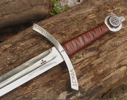 Handmade Faith keeper Knights Templar Sword Replica: High Carbon Steel, Leather Grip
