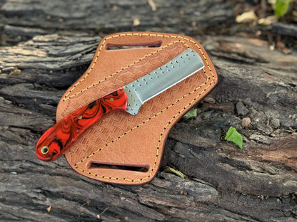 Handmade Rasp Steel Cowboy Knife with Leather Sheath