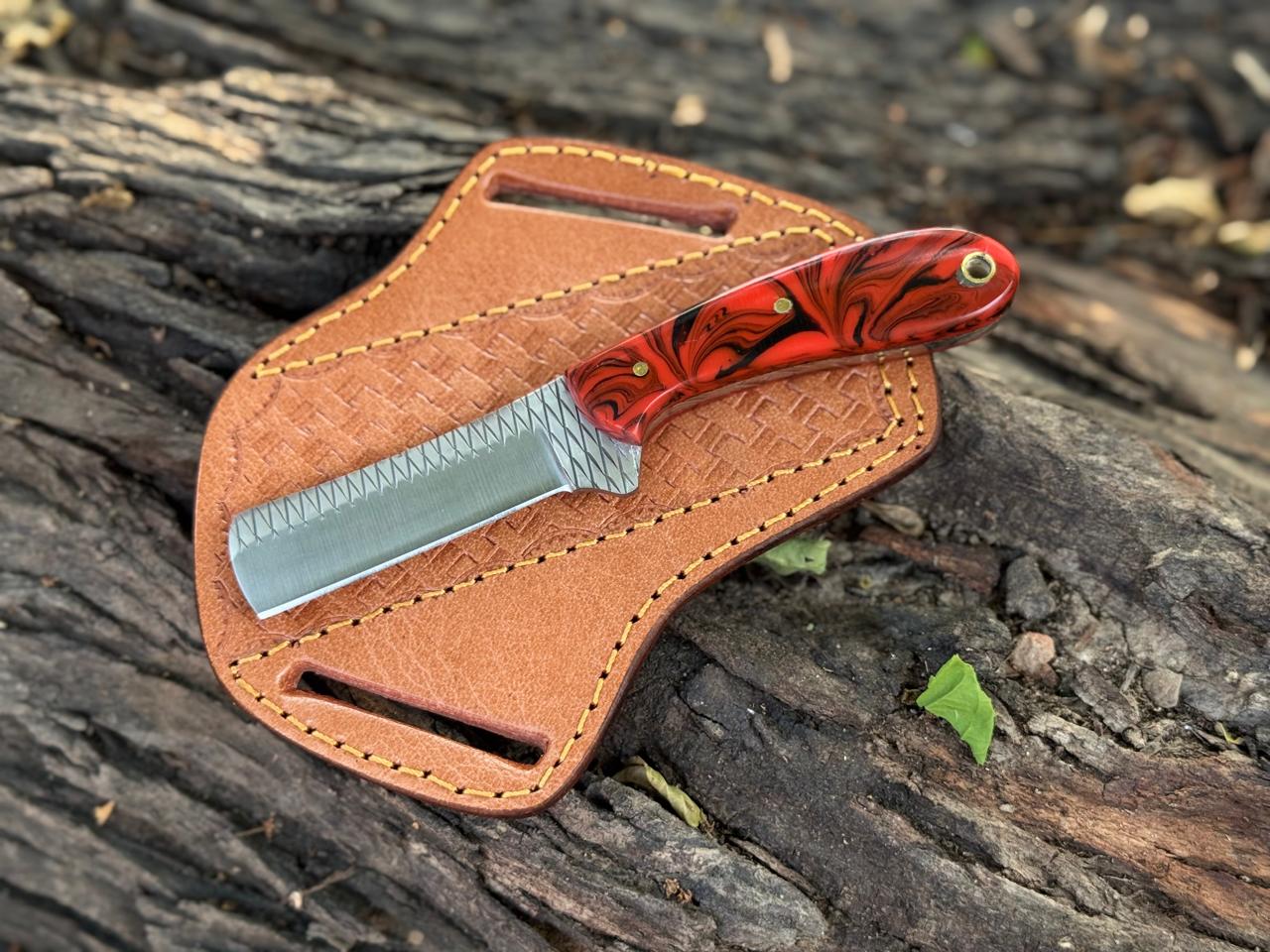 Handmade Rasp Steel Cowboy Knife with Leather Sheath