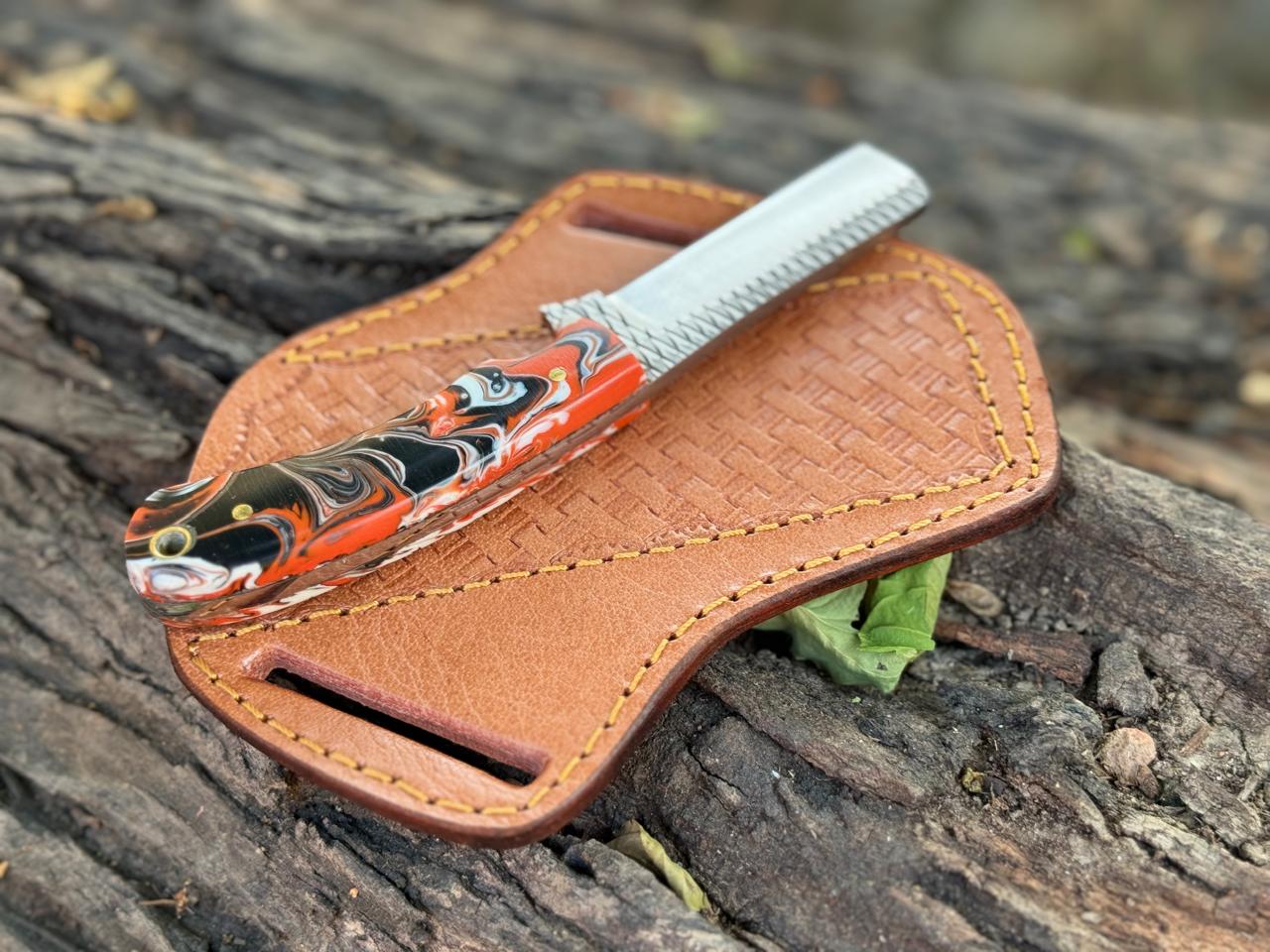 Handmade Rasp Steel Cowboy Knife with Leather Sheath