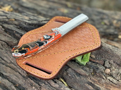 Handmade Rasp Steel Cowboy Knife with Leather Sheath