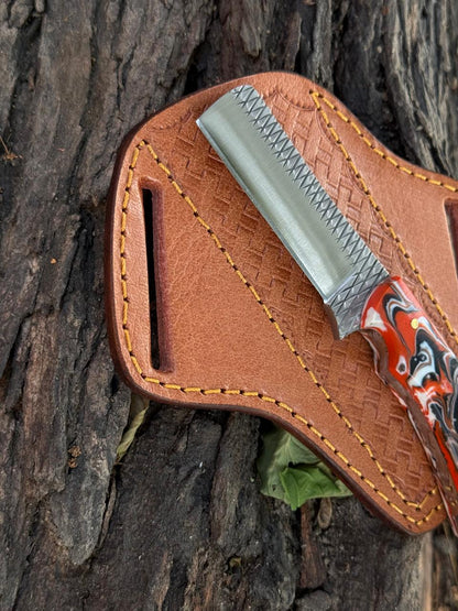 Handmade Rasp Steel Cowboy Knife with Leather Sheath
