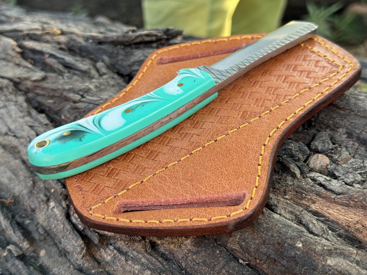 Handmade Cowboy Rasp Knife with Leather Sheath
