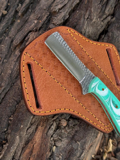 Handmade Cowboy Rasp Knife with Leather Sheath