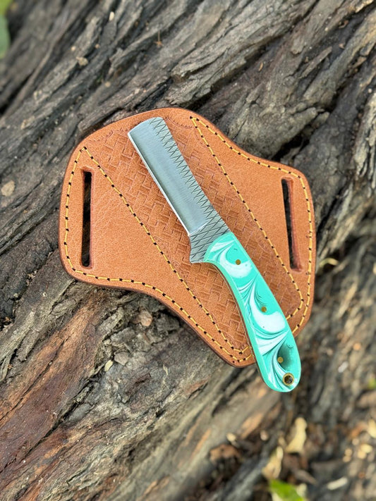 Handmade Cowboy Rasp Knife with Leather Sheath