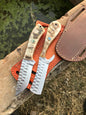 Handmade Cowboy Bull Cutter and skinner Knife: 1095 Steel Blade, Ram horn Handle