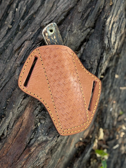 Handmade Rasp Steel Knife with Stag Horn Handle & Leather Sheath
