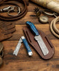 Handmade Cowboy Bull Cutter and pocket Knife: damascus Steel Blade, wood  Handle