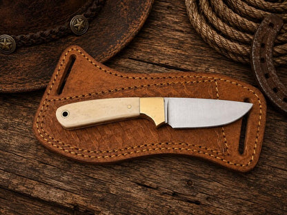 western knife and sheath – Handmade 7" D2 Steel Knife with Bone Handle