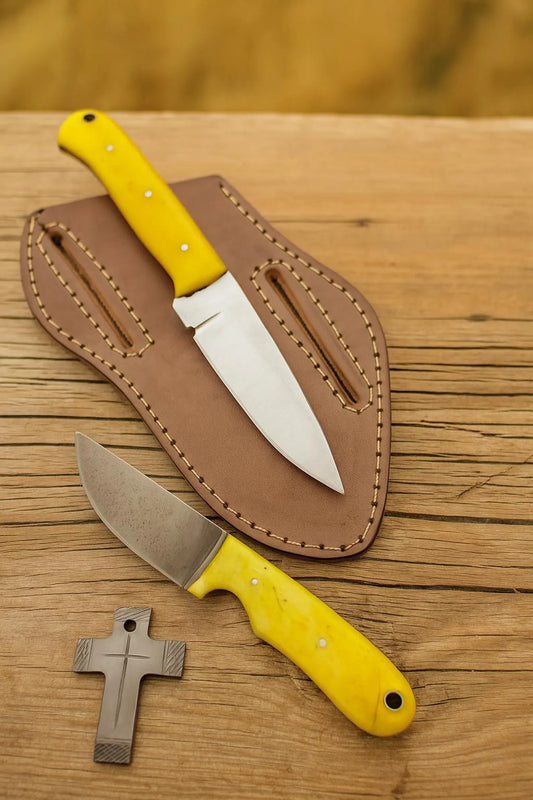 Handmade skinner Knife: 1095 Steel Blade, Resin Handle