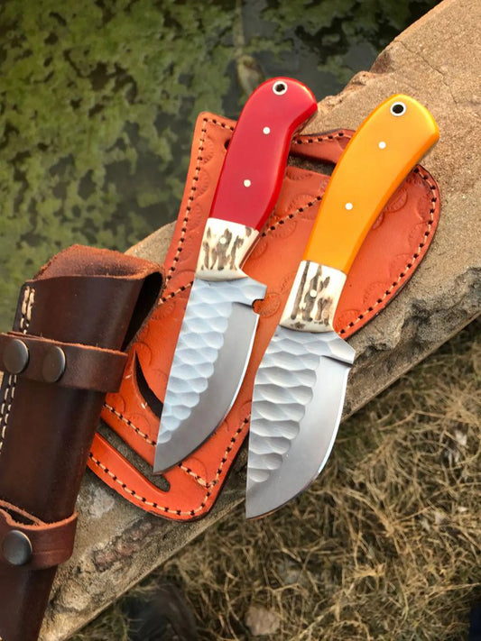 Handmade skinner Knife: 1095 Steel Blade, Resin Handle