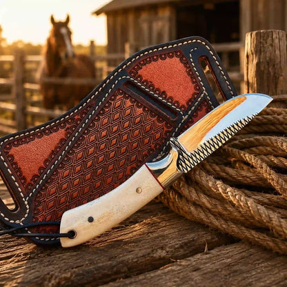 Buckaroo Knife | Rasp Steel with Camel Bone Handle