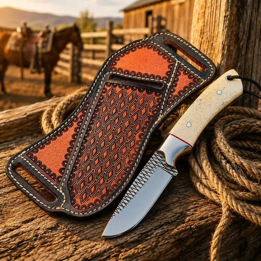 Buckaroo Knife | Rasp Steel with Camel Bone Handle