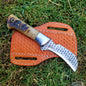 Feriorr rasp hawkbill knife with Ram horn handle and cross draw leather sheath, gift for him , gift for dad