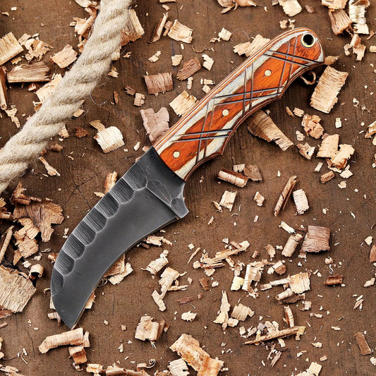 Personalized EDC Hawkbill Knife with Sheath – Custom Fixed Blade Knives Gift for Men, Laser Engraved Gifts for Groomsmen, Husband, Father