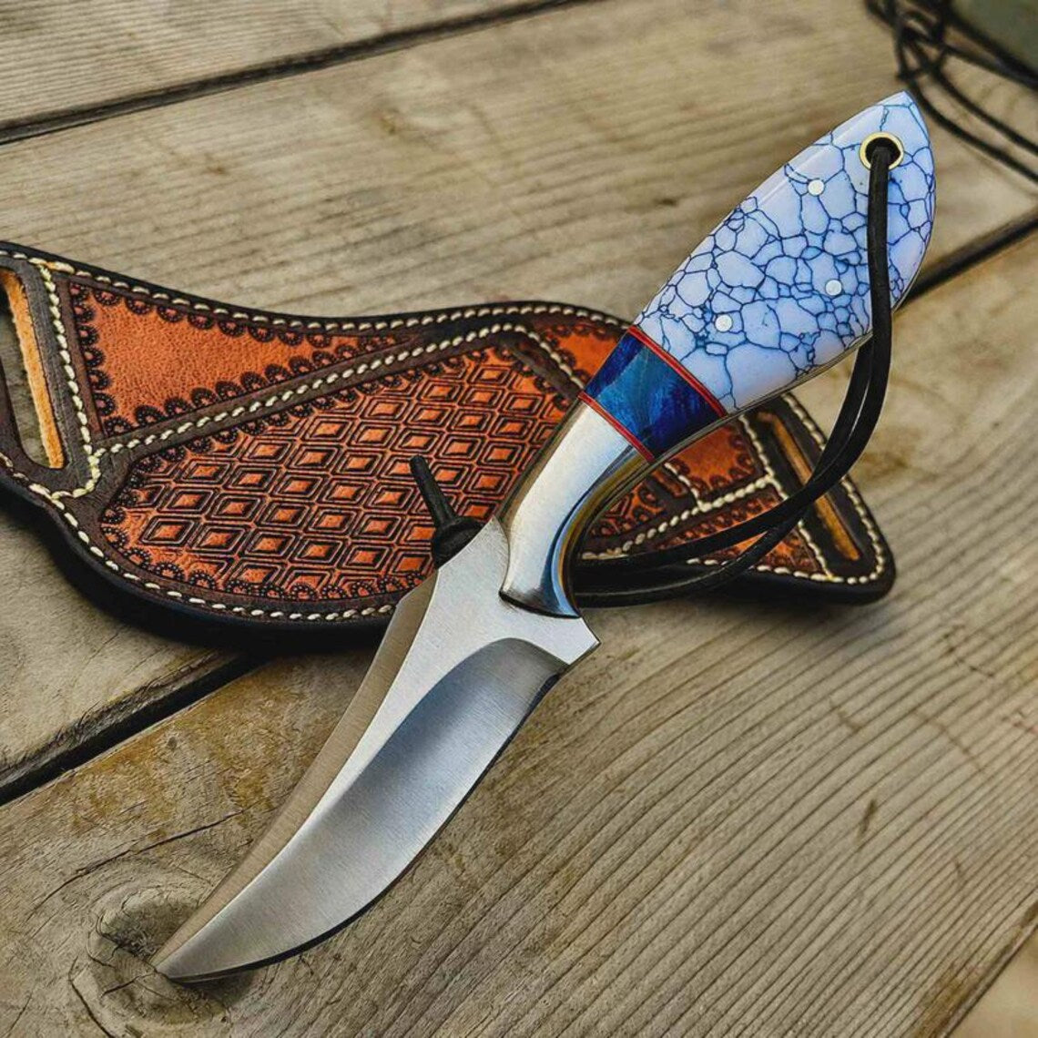 Western Style Cowboy Knife Turquoise Handle