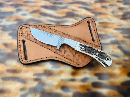 Deer Skinny Knife – 3.6" Rasp File Steel Blade with Antler Horn Handle