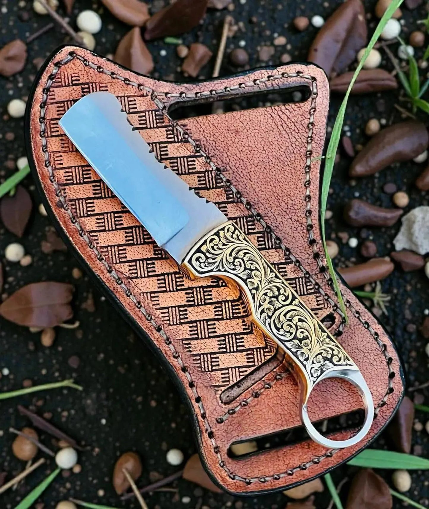 Handcrafted 7.5" Forge Steel Bull Cutter Knife with Leather Sheath