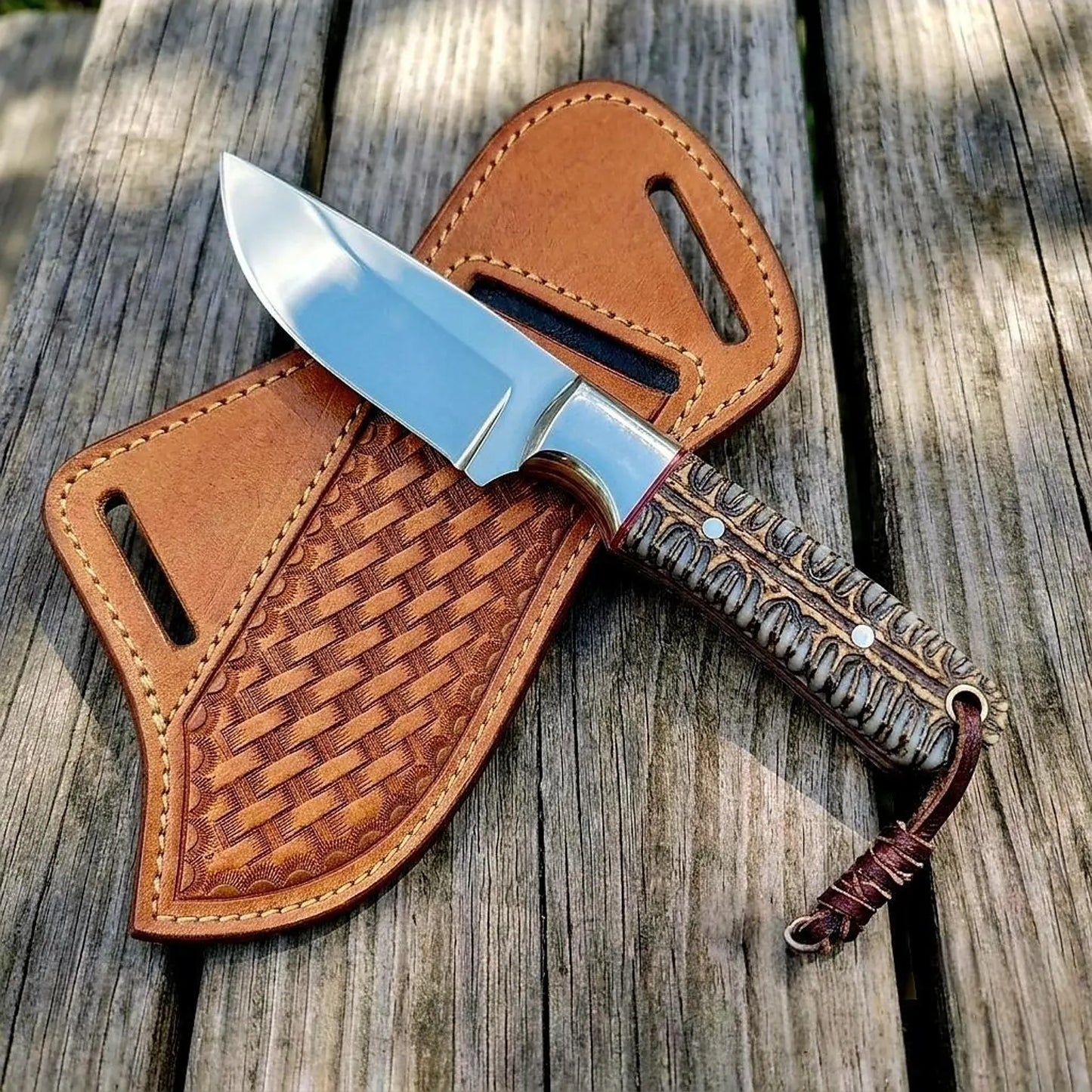 Personalized Cowboy Knife And Leather Sheath, Custom Knife, Engraved knife, Western Tooled Leather Sheath, Gift for Him