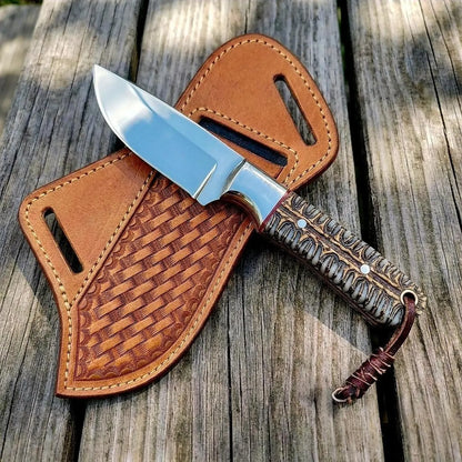 Personalized Cowboy Knife And Leather Sheath, Custom Knife, Engraved knife, Western Tooled Leather Sheath, Gift for Him