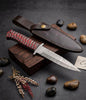 Handmade Damascus Steel Hunting knives – Custom Fixed Blade Knife with Leather Sheath – Tactical Survival Knife – Gift for Him