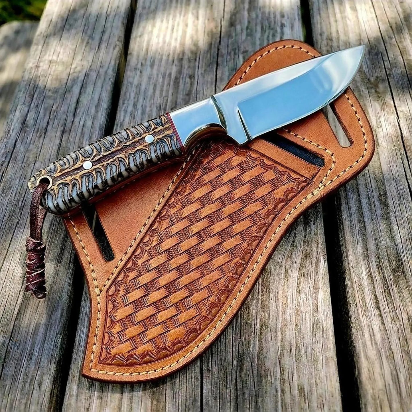Personalized Cowboy Knife And Leather Sheath, Custom Knife, Engraved knife, Western Tooled Leather Sheath, Gift for Him
