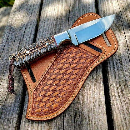 Personalized Cowboy Knife And Leather Sheath, Custom Knife, Engraved knife, Western Tooled Leather Sheath, Gift for Him