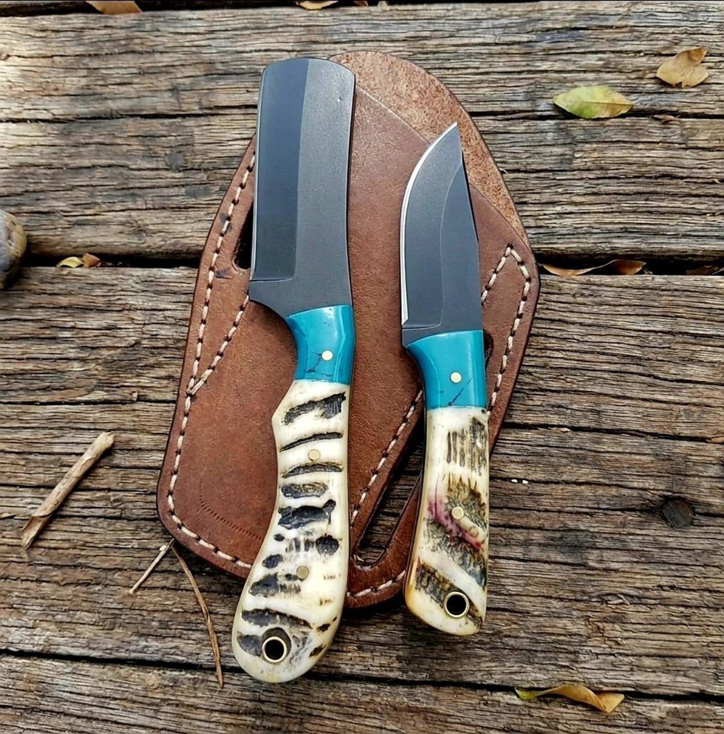 Handmade Bull cutter knife with leather sheath, ram horn Handle, Personalized Knife, Cowboy Gifts