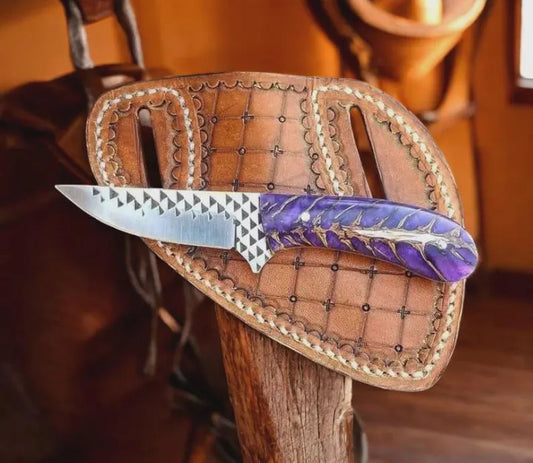 Wild West Knife 7" Rasp Steel with Purple Resin Handle