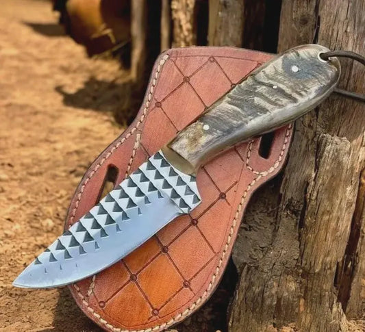 Cowboy Bush Knife 3.6” Rasp Steel Blade with Ram horn  Handle